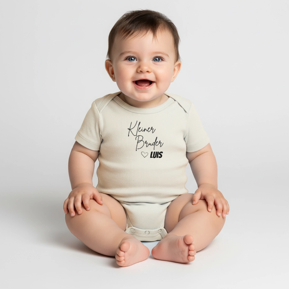 Baby Bio-Kurzarm-Body Kleiner Bruder - Naturweiß