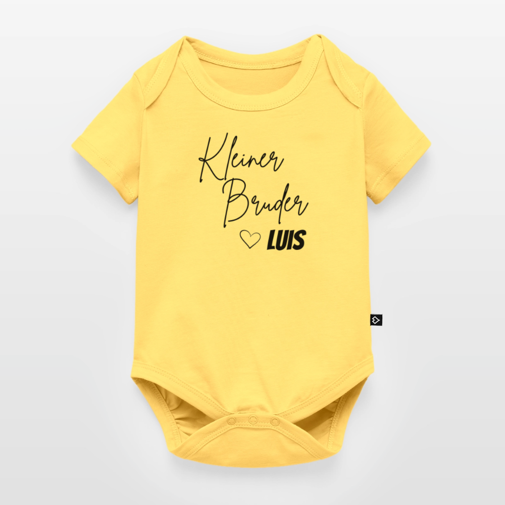 Baby Bio-Kurzarm-Body Kleiner Bruder - Pastellgelb