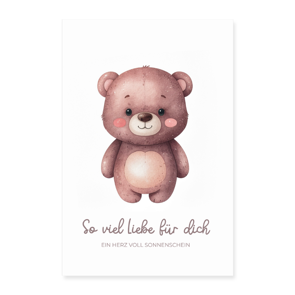 Babyzimmer Poster Bärchen Liebe für Dich 40x60 cm - Weiß