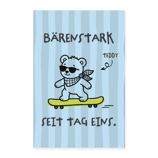 Tierbande Poster 40x60 cm Bär Teddy - Weiß