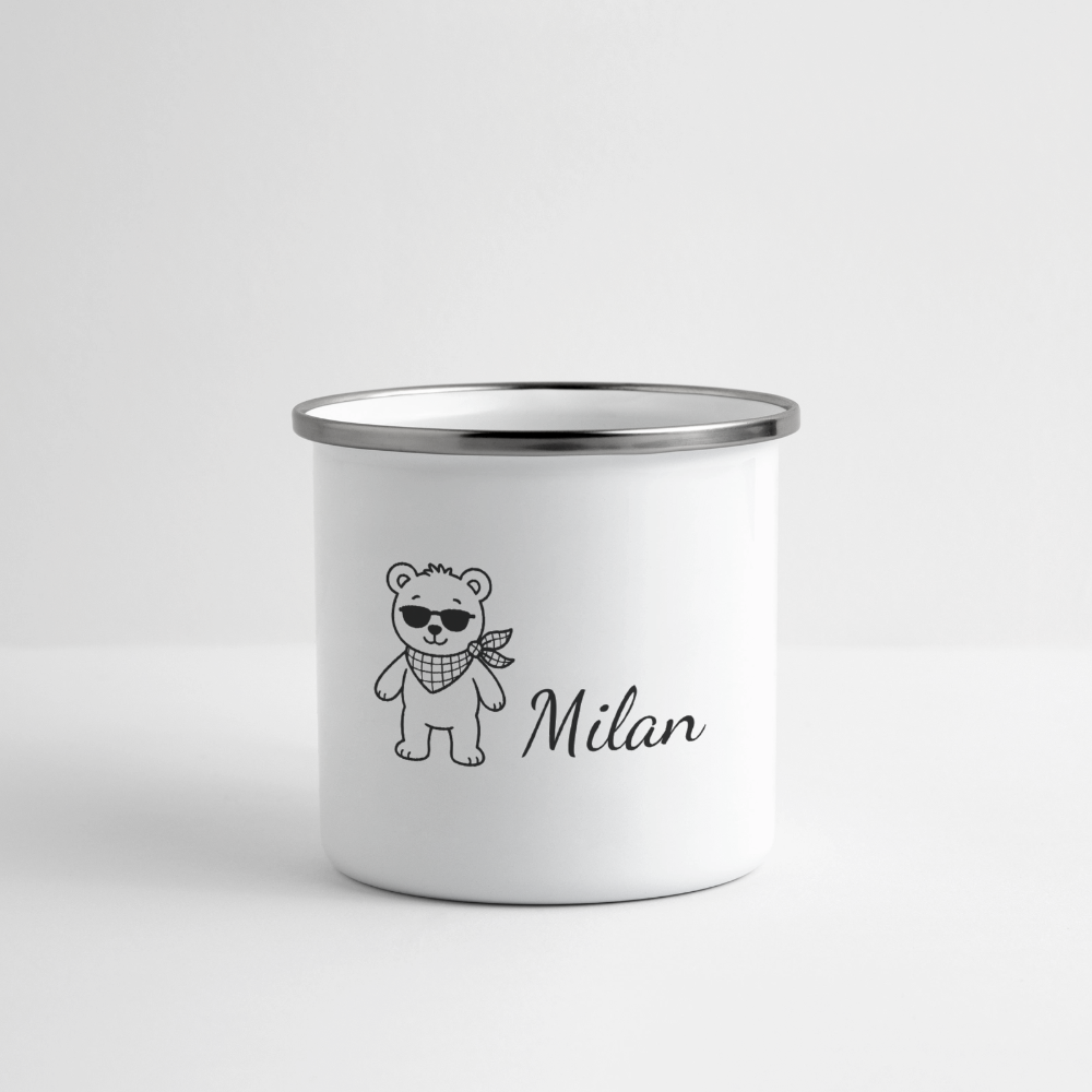 Kinder Emaille-Tasse Tierbande Bär Teddy - Weiß