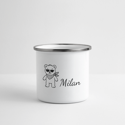 Kinder Emaille-Tasse Tierbande Bär Teddy - Weiß