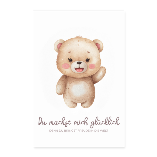 Babyzimmer Poster Bärchen Freude 40x60 cm - Weiß
