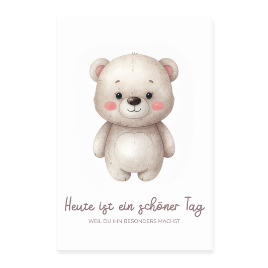 Babyzimmer Poster Bärchen Schöner Tag 40x60 cm - Weiß