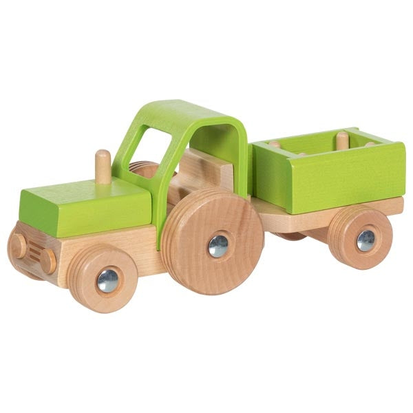 Goki Traktor mit Anhänger Holz 2J+