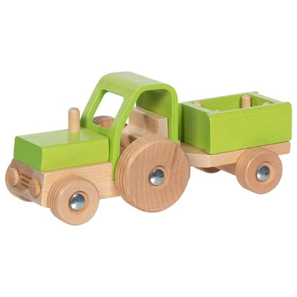 Goki Traktor mit Anhänger Holz 2J+