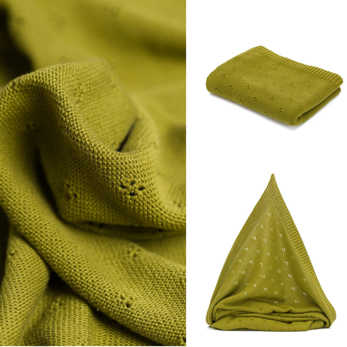 fillikid Baumwoll Strickdecke Baby Kuscheldecke Moosgrün – Baby-Weingart