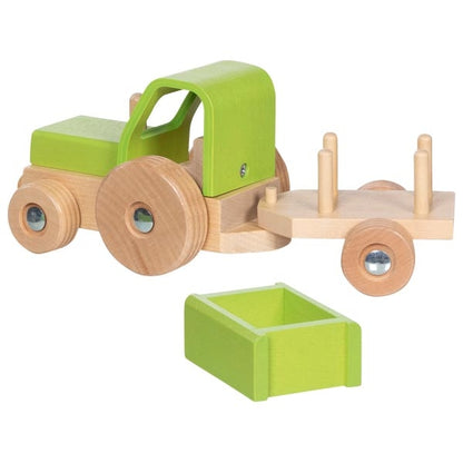 Goki Traktor mit Anhänger Holz 2J+