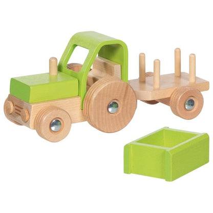 Goki Traktor mit Anhänger Holz 2J+
