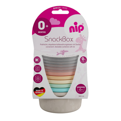 6er Nip Snackbox Pastell mit transparentem Deckel (a 300ml)