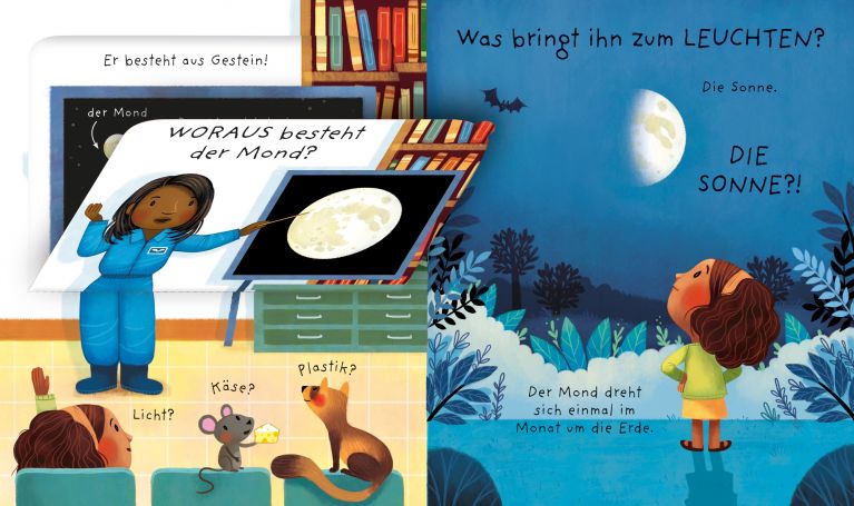 Usborne Kinderbuch mit Klappen: Erklär mir den Mond 3J+