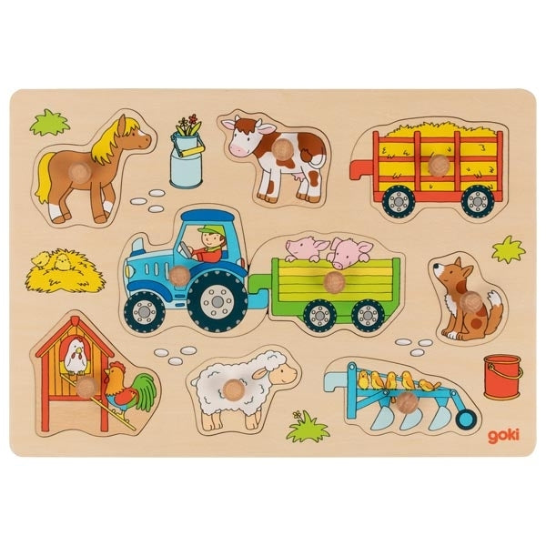 Goki Baby Steckpuzzle Traktor Bauernhof