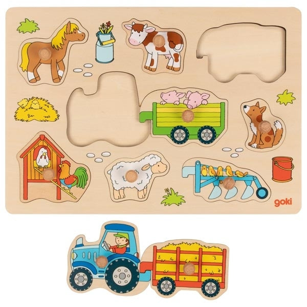 Goki Baby Steckpuzzle Traktor Bauernhof