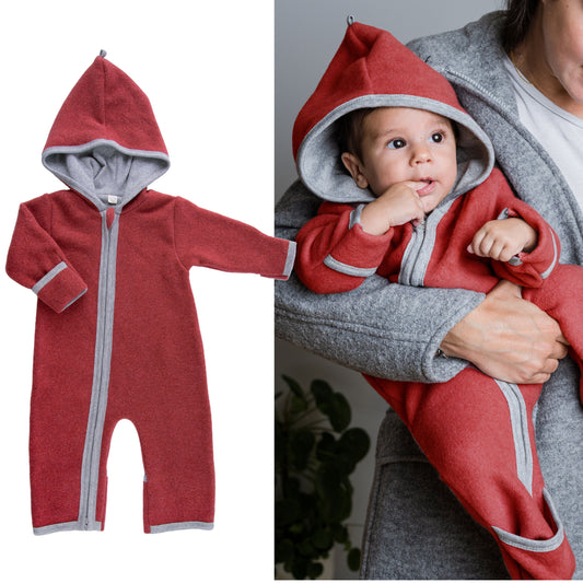 Iobio Baumwollvlies Baby Winteroverall Rot Melange