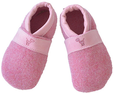 Anna und Paul Classic Filzslipper mit Ledersohle - Rosa