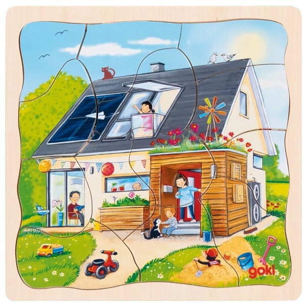 Goki 3in1 Schichtenpuzzle Wir bauen ein Haus, 3J+