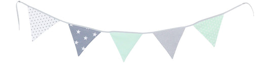 Ullenboom Baby Wimpelkette 190cm Patchwork Mint/Grau