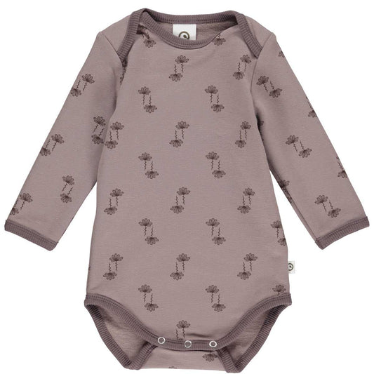 müsli Silent Langarm Babybody Girl Sparrow Mauve/Braun