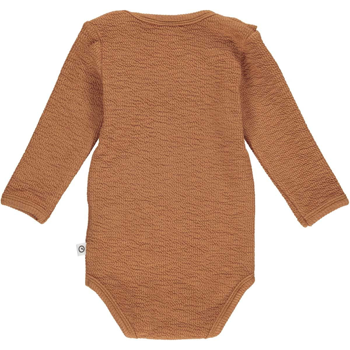 müsli Crepe Langarm Babybody Girl Amber Dunkles Orange