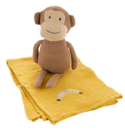 Jabadabado Baby Geschenkset Äffchen mit Bananendecke
