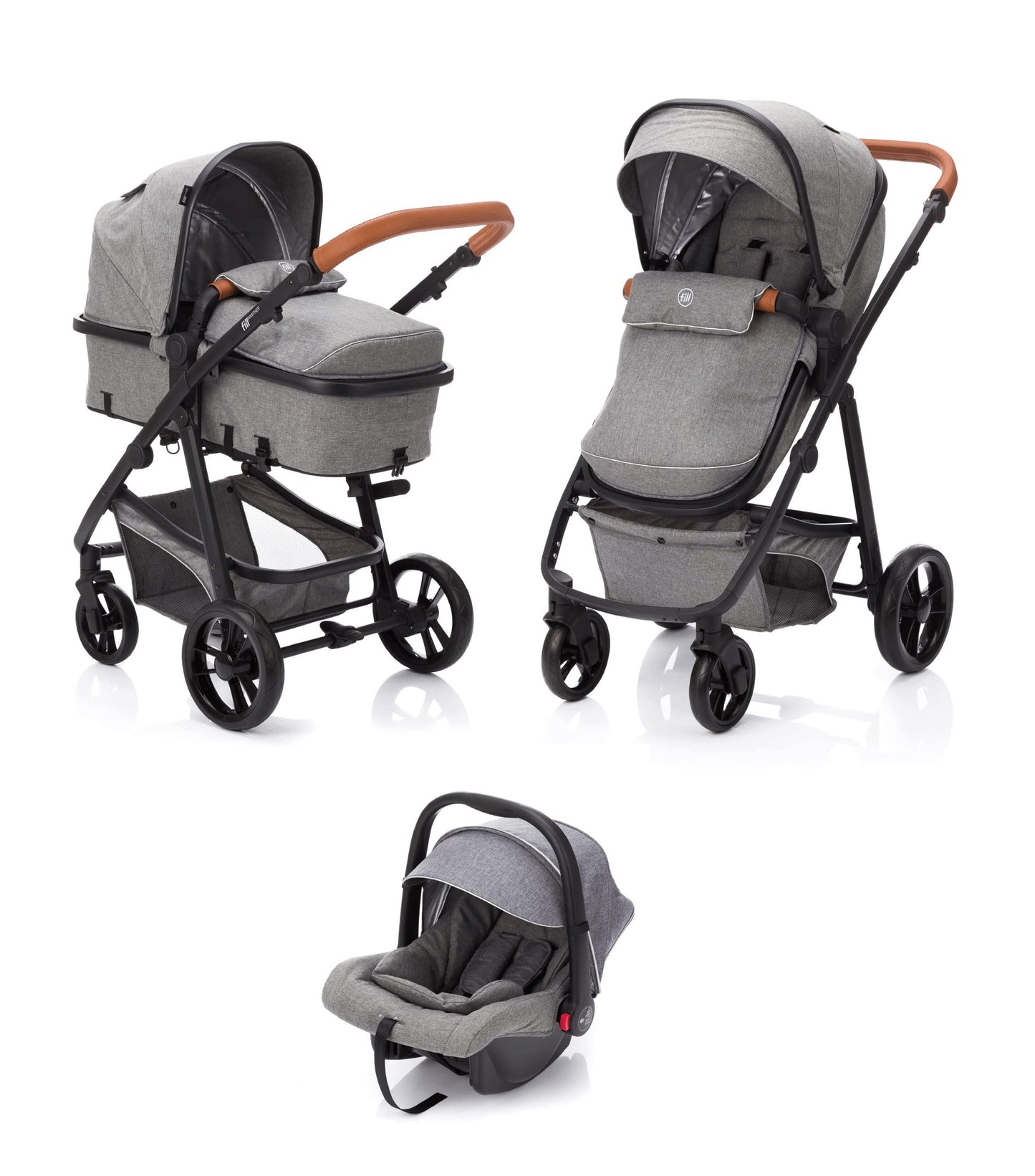 Fillikid Kinderwagen Set fillPanther Hellgrau Melange