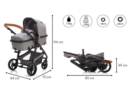 Fillikid Kinderwagen Set fillPanther Hellgrau Melange