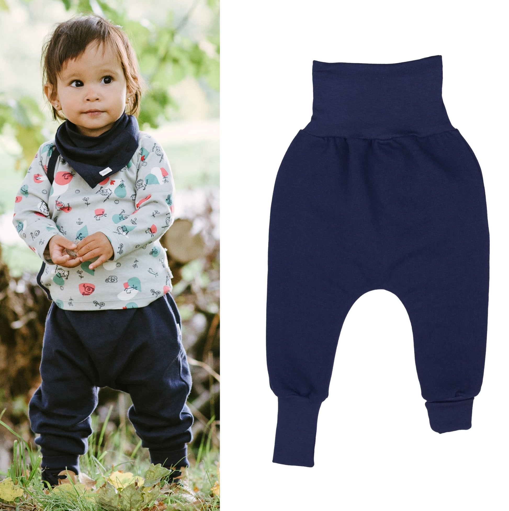 iobio Warme Sweat Babyhose Style Crawlers Nachtblau