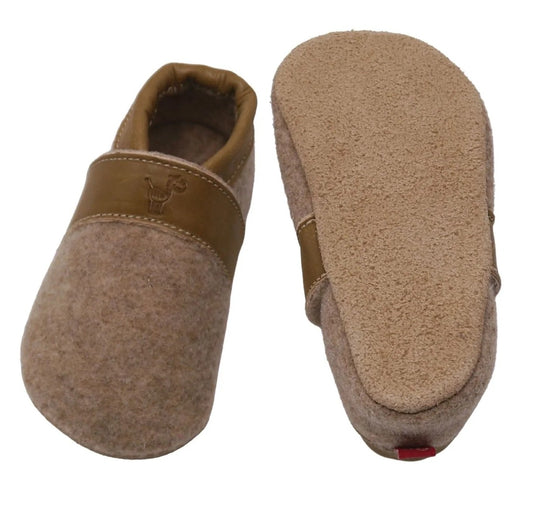 Anna und Paul Classic Filzslipper mit Ledersohle Sand Beige