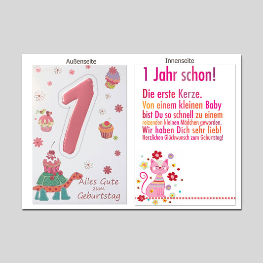 Michel Verlag Geburtstagskarte 1. Geburtstag Pink