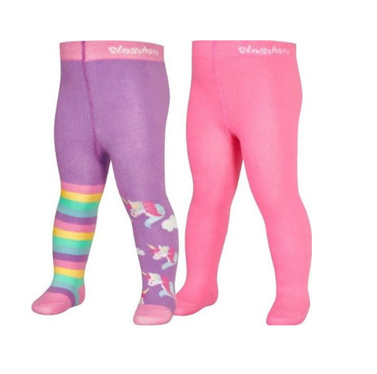 Playshoes 2er Strumpfhose Einhorn Lila & Uni Rosa