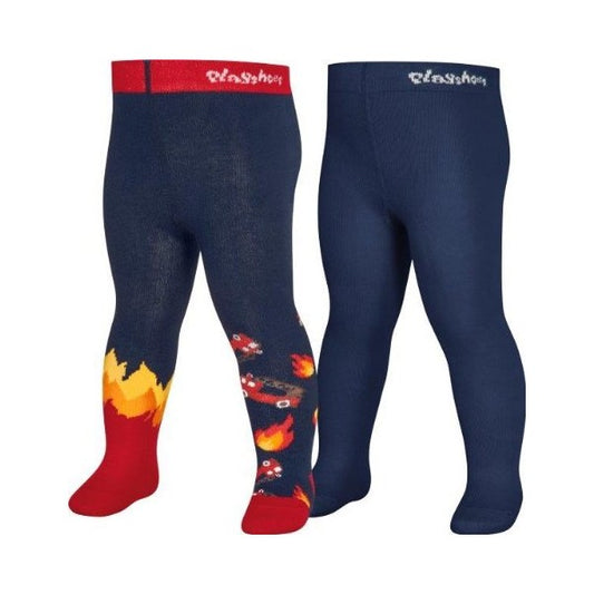 Playshoes 2er Strumpfhose Feuerwehr Rot & Uni Marine