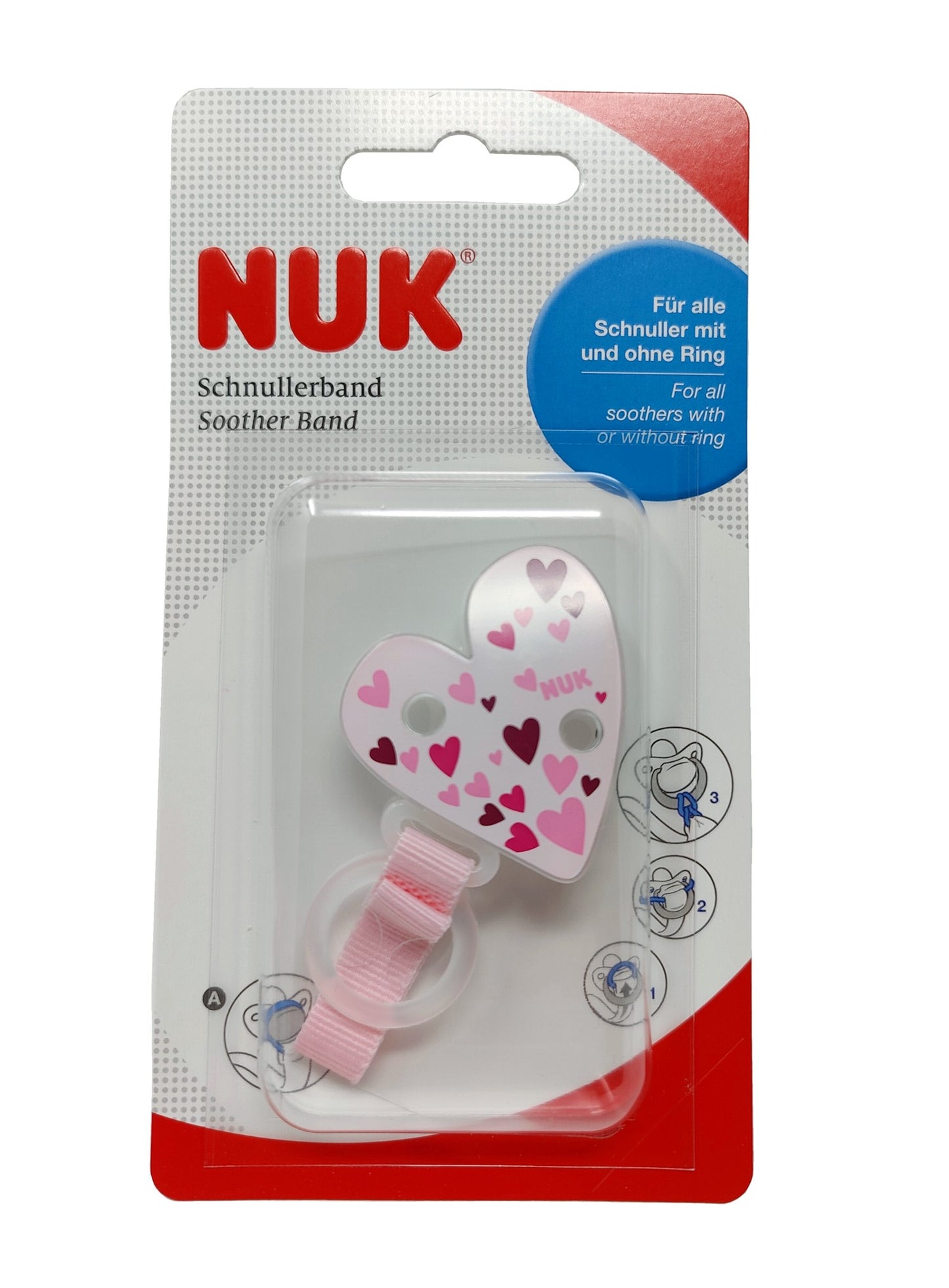 NUK Schnullerband Grün Rosa oder Blau für Schnuller mit & ohne Ring