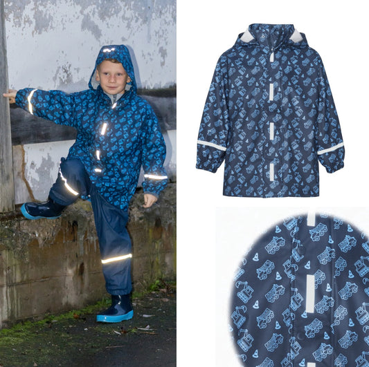 Playshoes Regenjacke Regen-Mantel Baustelle allover