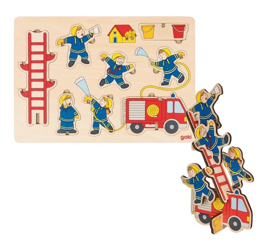 Goki Kinder Aufstellpuzzle Feuerwehr 2J+