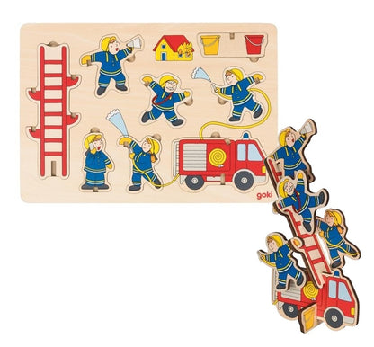 Goki Kinder Aufstellpuzzle Feuerwehr 2J+