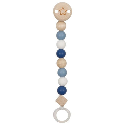 goki Baby Holz Schnullerkette Sternchen blau oder Herz rosa