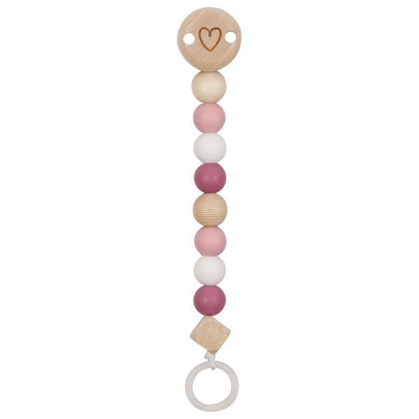 goki Baby Holz Schnullerkette Sternchen blau oder Herz rosa