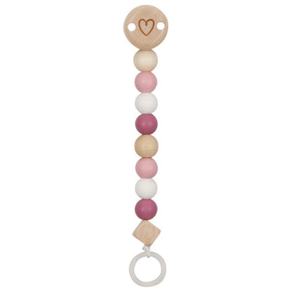 goki Baby Holz Schnullerkette Sternchen blau oder Herz rosa