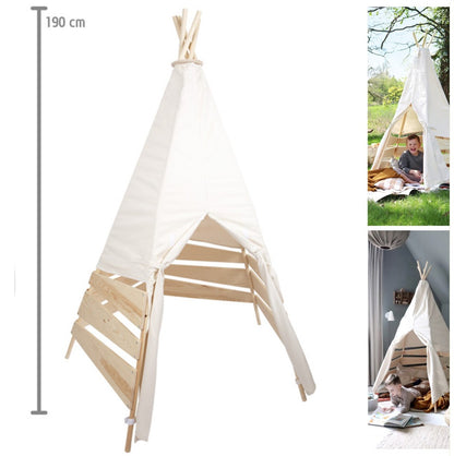 SFC Tipi Zelt Canvas Weiß & Holz 2J+