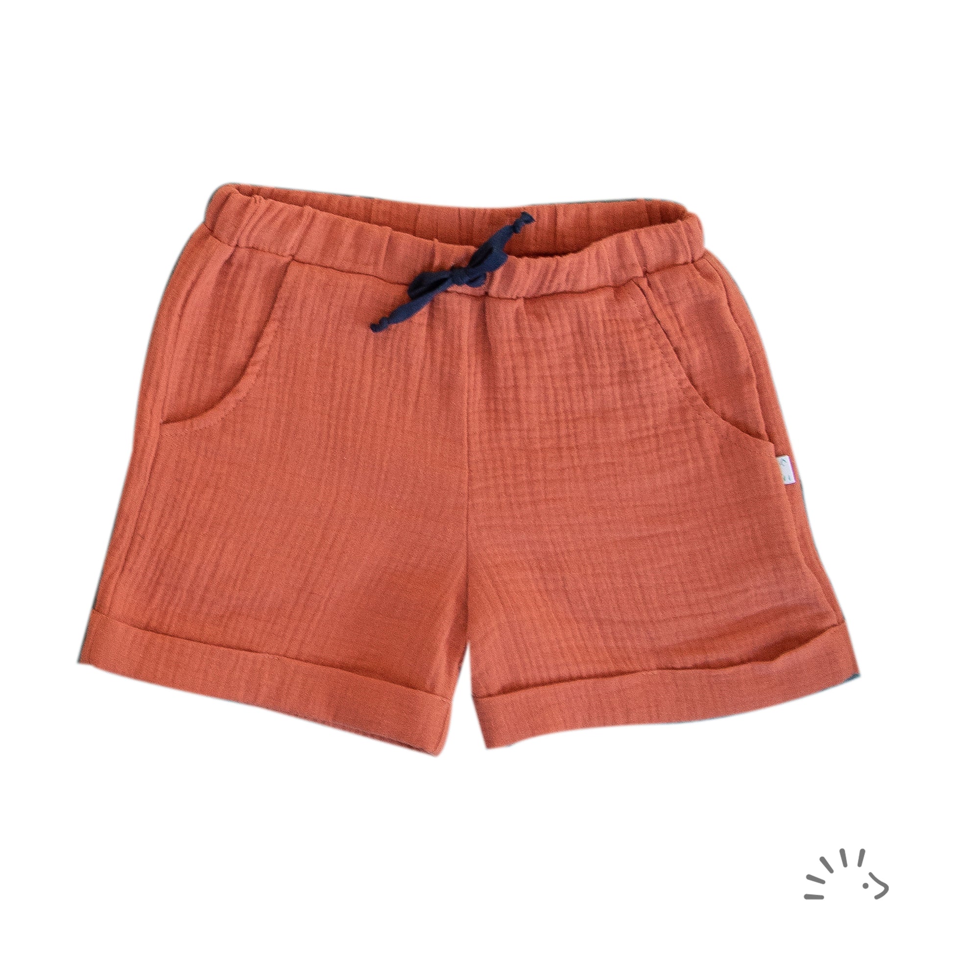 iobio Musselin Shorts Ziegelrot