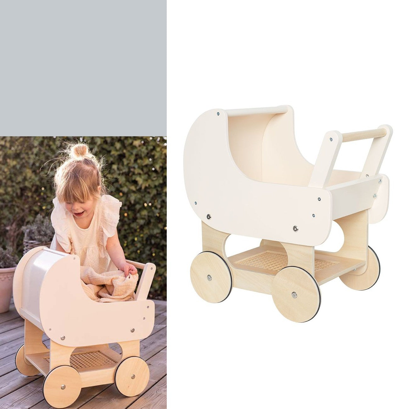 Jabadabado Holz Puppenwagen Classic White 18M+