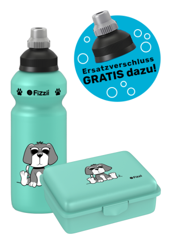 Fizzii Lunch Set Pastell Brotdose & Kinder Trinkflasche auslaufsicher Mint oder Lila