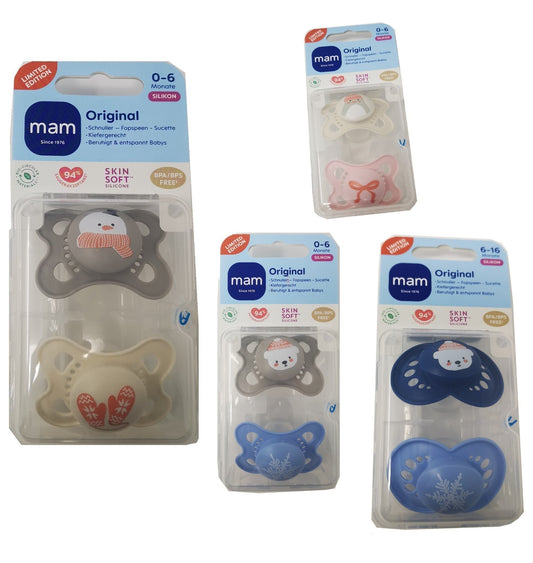 MAM ORIGINAL Winter Edition Silikon Schnuller Symmetrisch Oval  0-6M 6-16M + Box