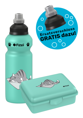 Fizzii Lunch Set Pastell Brotdose & Kinder Trinkflasche auslaufsicher Mint oder Lila