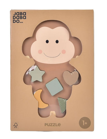 Jabadabado Baby Holzpuzzle Äffchen braun 12m+
