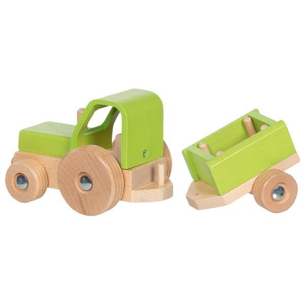 Goki Traktor mit Anhänger Holz 2J+