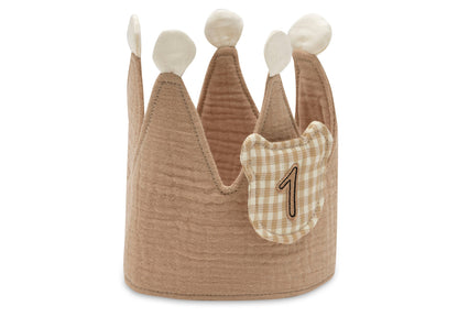 Jollein Kinder Geburtstagskrone mit Zahlen 1-4 (Musselin Beige)