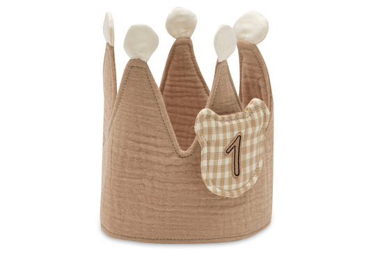 Jollein Kinder Geburtstagskrone mit Zahlen 1-4 (Musselin Beige)