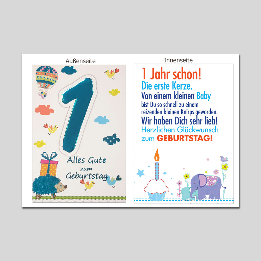 Michel Verlag Geburtstagskarte 1. Geburtstag Blau