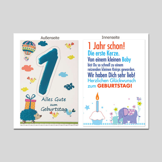 Michel Verlag Geburtstagskarte 1. Geburtstag Blau
